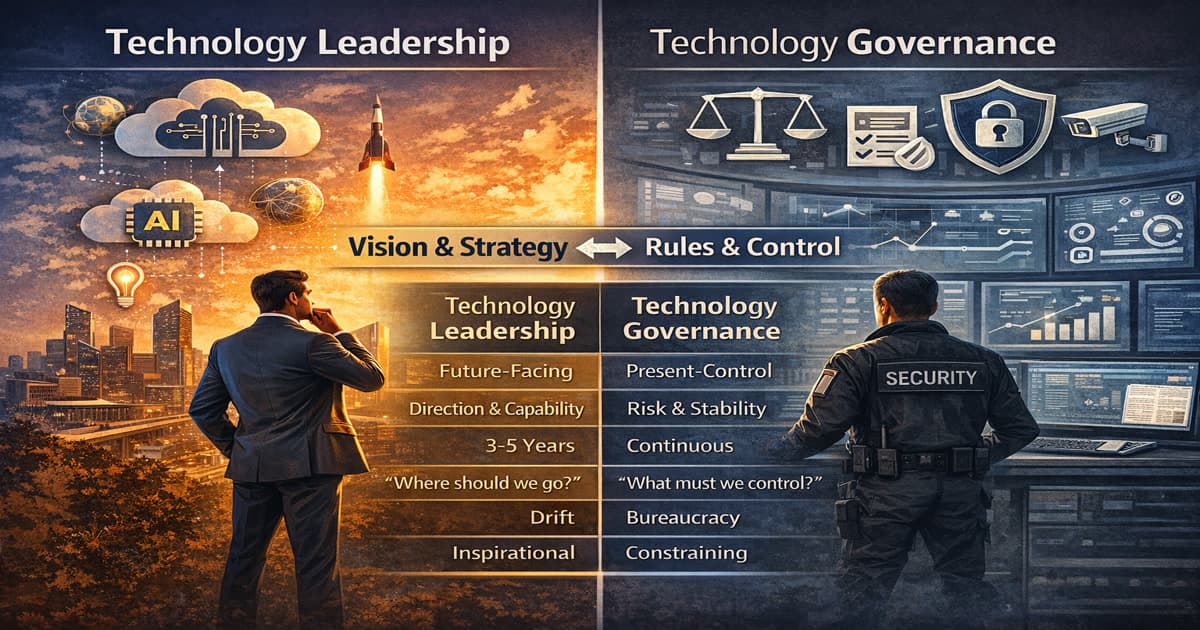 Technology Leadership vs Technology Governance: Why Confusing the Two Creates Structural Instability