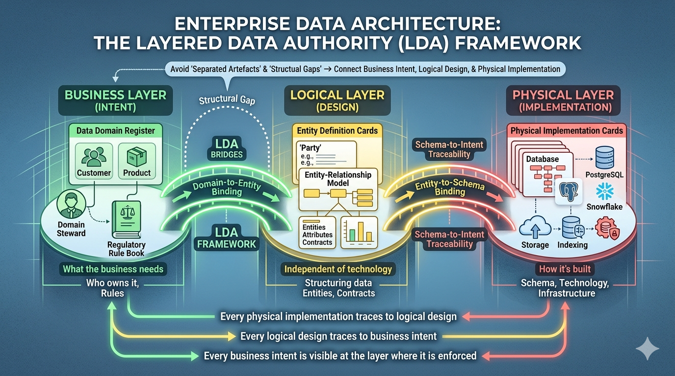 Complete Enterprise Data Architecture Framework: Business, Logical, Physical Layers with Real Templates